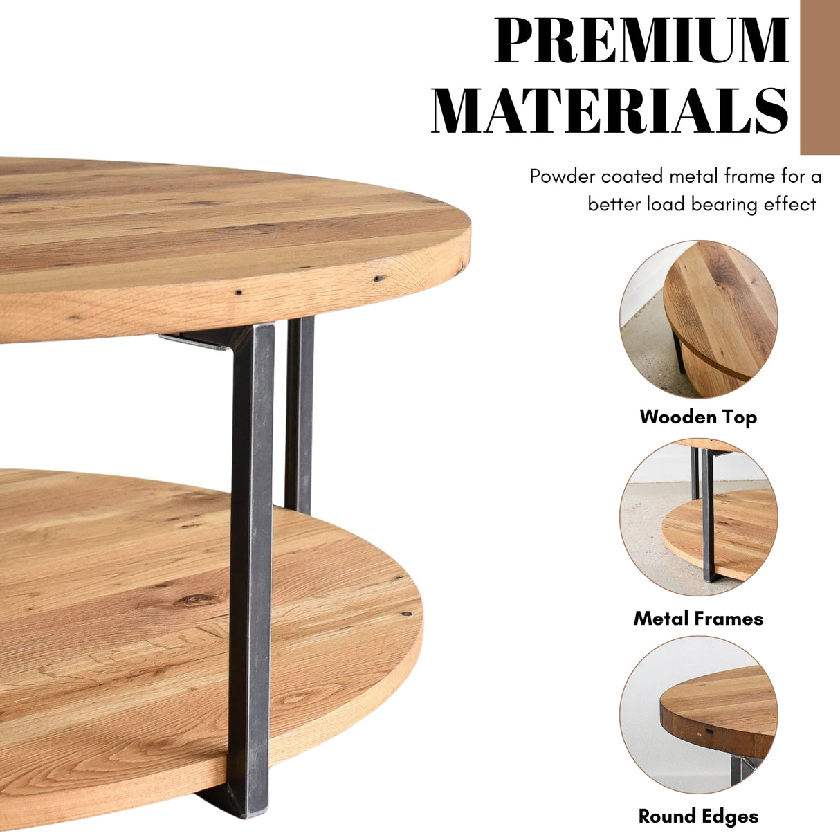 Sheesham Wood Top 2-Tier Round Coffee Table