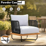 Premium All-Weather Outdoor Rope Sofa Chairs Set (Black & Off-White)
