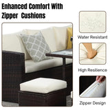 6-Pieces L-Shape Patio Rattan Dining Set