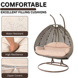 Double Seater Hanging Swing Chair (Dark Brown/Cream)