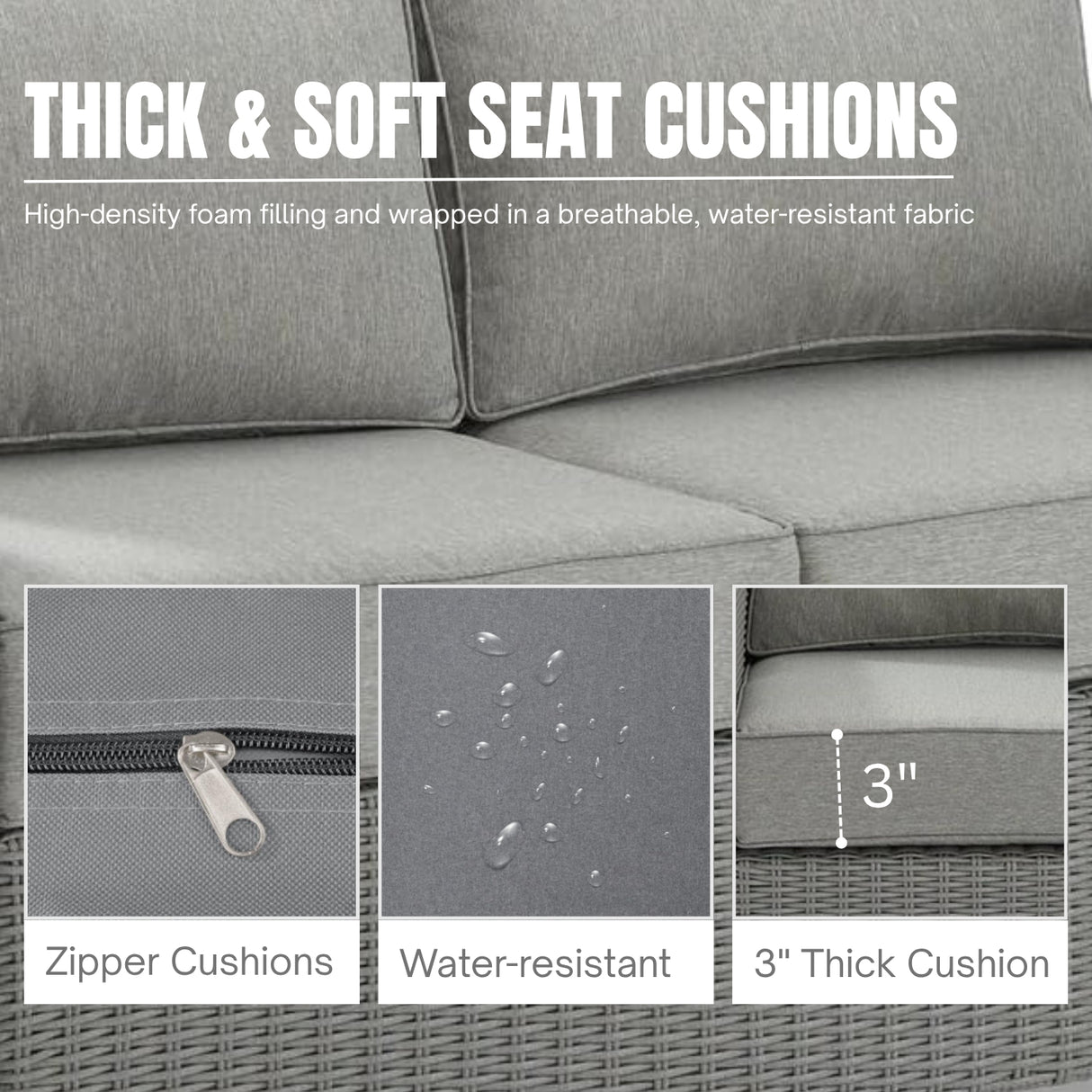 L-Shape Outdoor Wicker Sofa Set