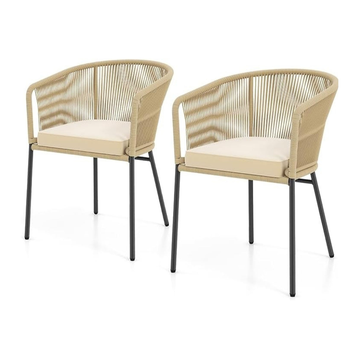 2-Piece Outdoor Rope Patio Dining Chairs