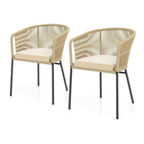 2-Piece Outdoor Rope Patio Dining Chairs