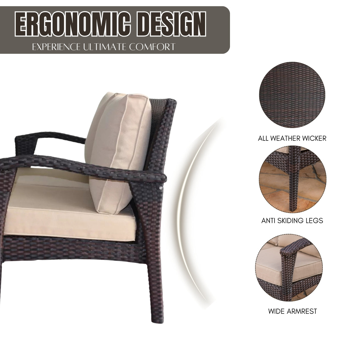 Outdoor Rattan Wicker 1-Piece Loveseat Sofa