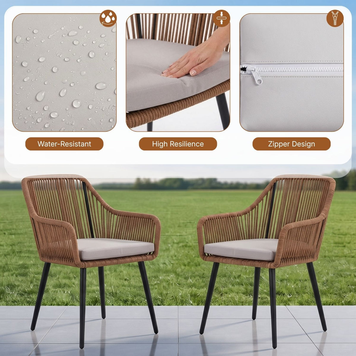 5-Piece Outdoor Rope Patio Dining Set