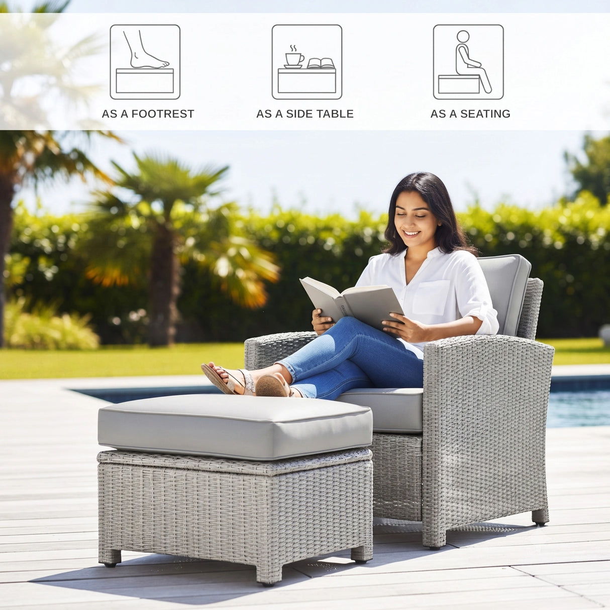 7 Piece Outdoor Wicker Conversation Furniture Set