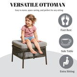 Outdoor Rope 2 Seater Patio Daybed With Side Table & Ottoman