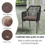 2-Piece Outdoor Rope Patio Dining Chairs