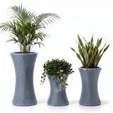 Outdoor Hourglass Design Set of 3 Wicker Planters (Silver Grey)