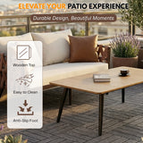 4-Piece Outdoor Rope Sofa Set With Glass Top Table (Brown & Off-White)