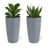 2-Piece Outdoor Wicker Planter Set (Silver Grey)