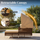 Luxury Outdoor Rattan Wicker Daybed with Canopy & Cushions