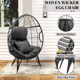 Outdoor All-Weather Wicker Egg Chair (Grey)