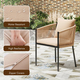 2-Piece Outdoor Rope Patio Dining Chairs