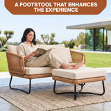 Outdoor 5pcs All-Weather Rope Sofa Set with Cushions (Beige & White)