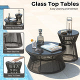 Outdoor Rope L-Shape Sofa Set with Center & Side Table (Grey)