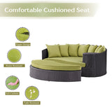 Outdoor Rattan Wicker Daybed (Dark Brown & Green)