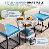 5-Piece Outdoor Wicker Patio Furniture Set (White & Sky-Blue)