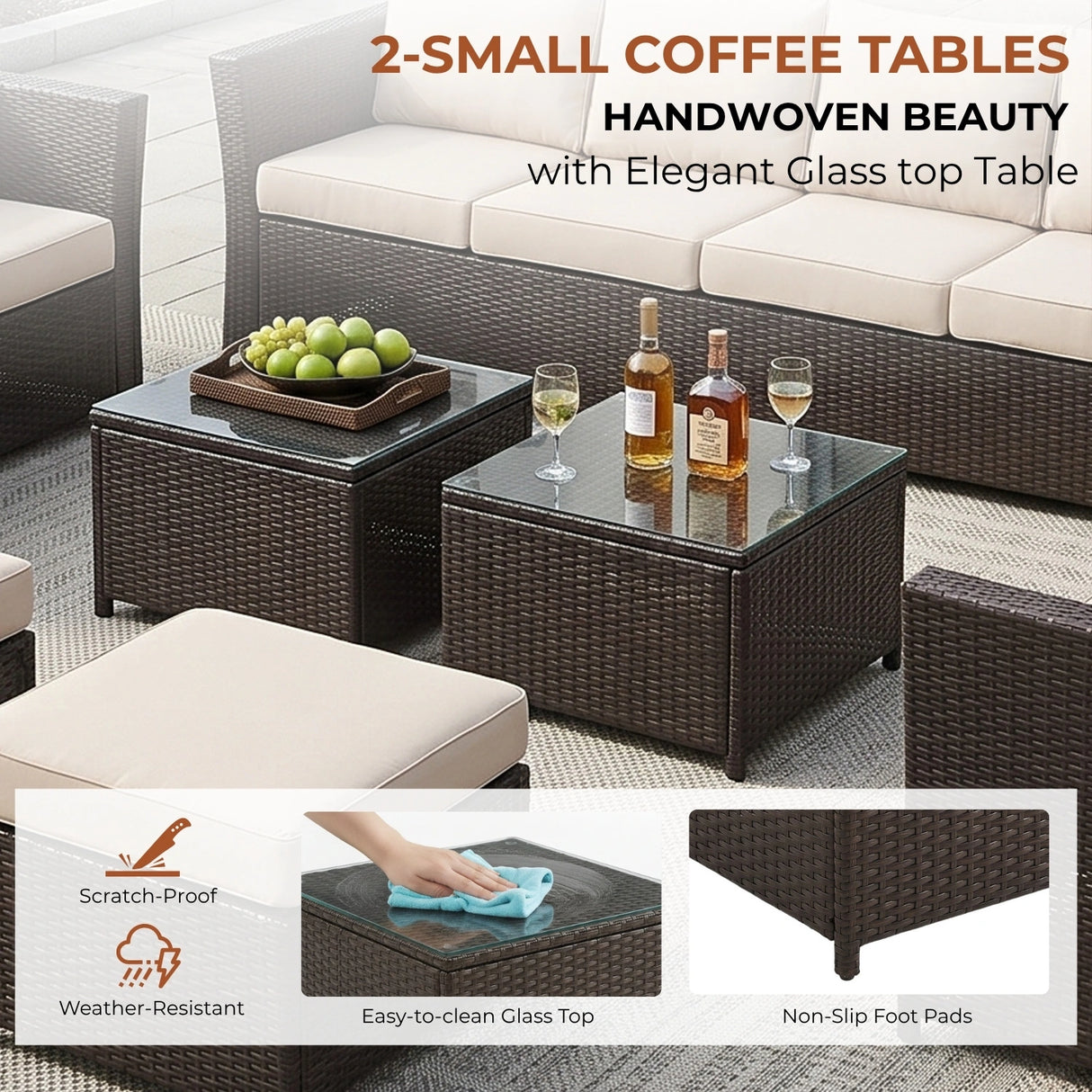 Outdoor Wicker 10 Seater Sectional Sofa Set