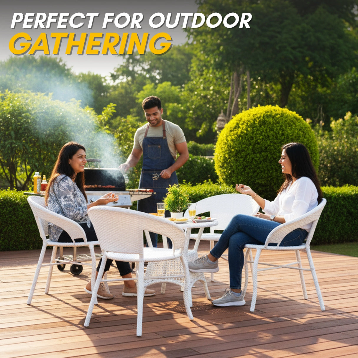 5-Piece Outdoor Rattan Wicker Patio Bistro Set