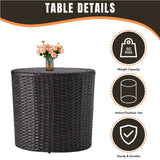 Dark Brown Wicker Garden Bistro End Table