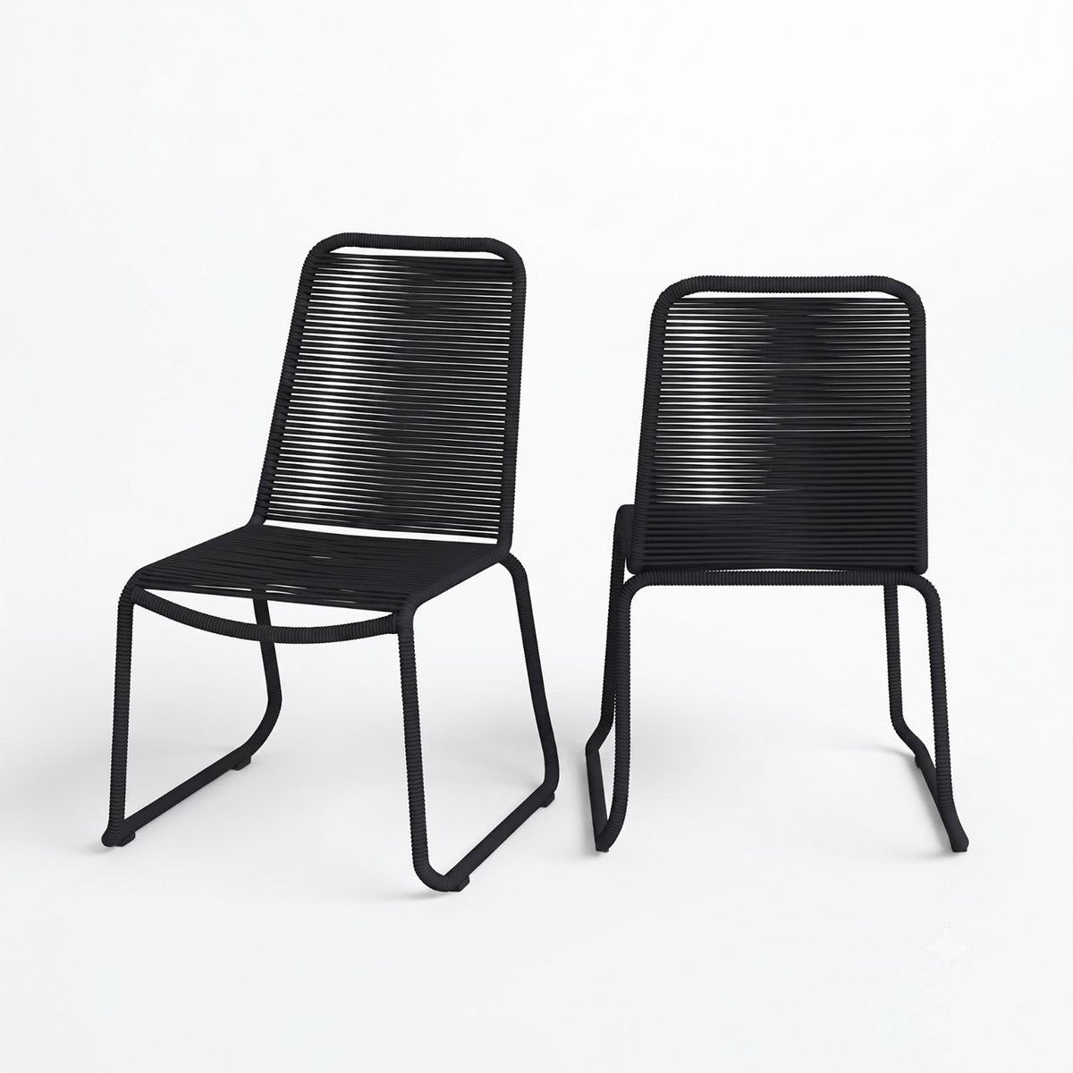 2-Piece Outdoor Rope Patio Dining Chairs