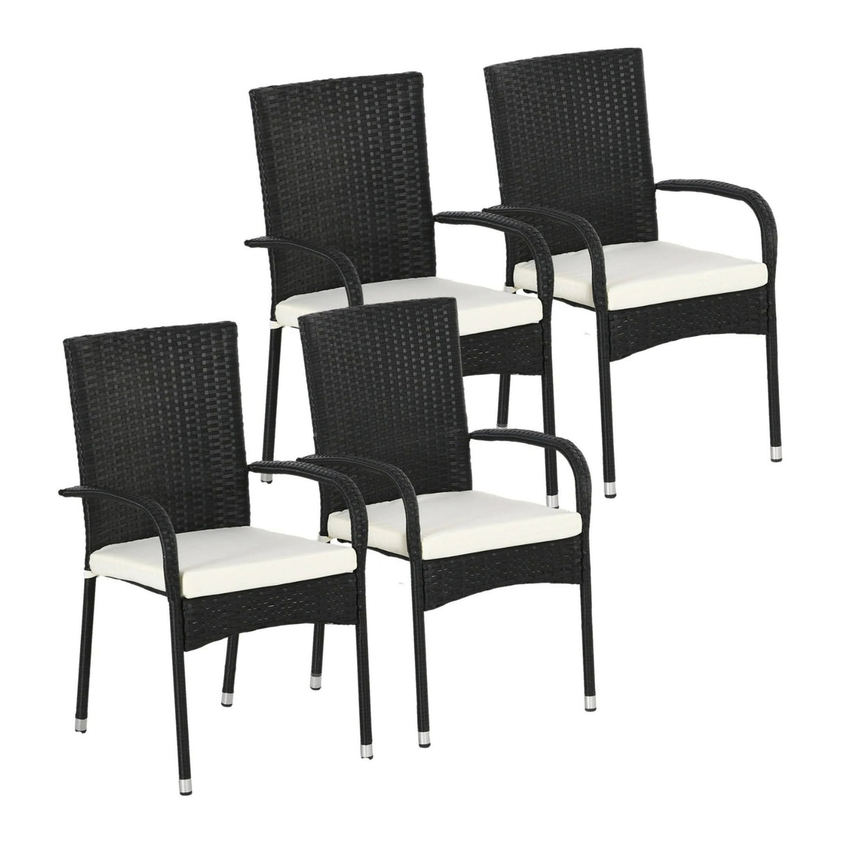 4-Piece Outdoor Rattan Wicker Patio Dining Chairs