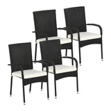 4-Piece Outdoor Rattan Wicker Patio Dining Chairs
