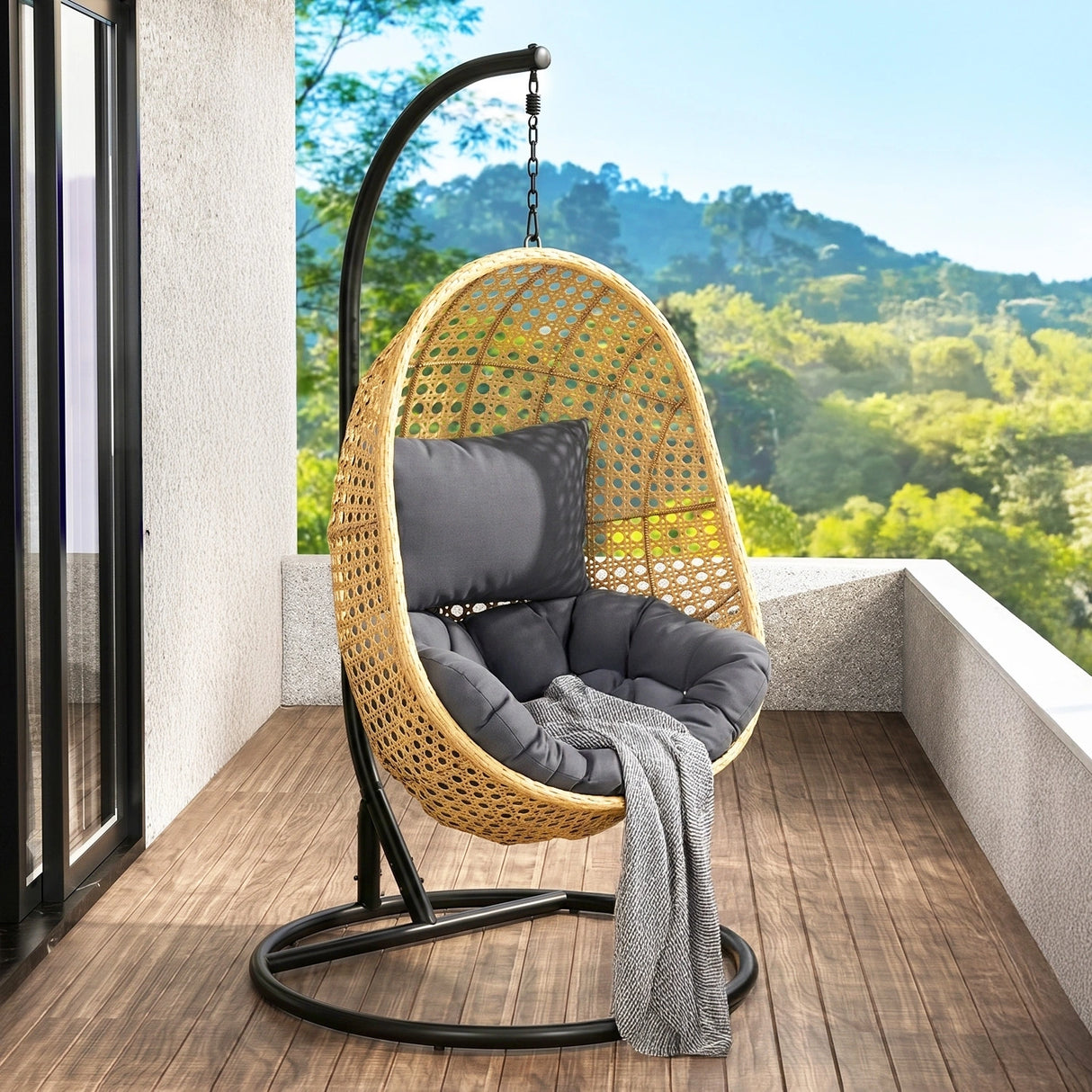 Hanging Egg Swing Chair (Beige and Dark Grey)