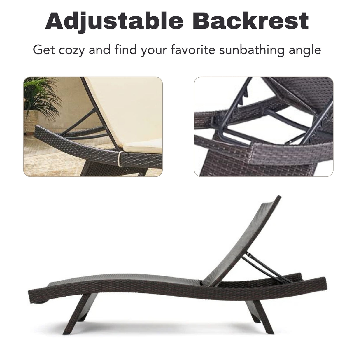 All-Weather Rattan Wicker Outdoor Chaise Lounge Chair Set of 2