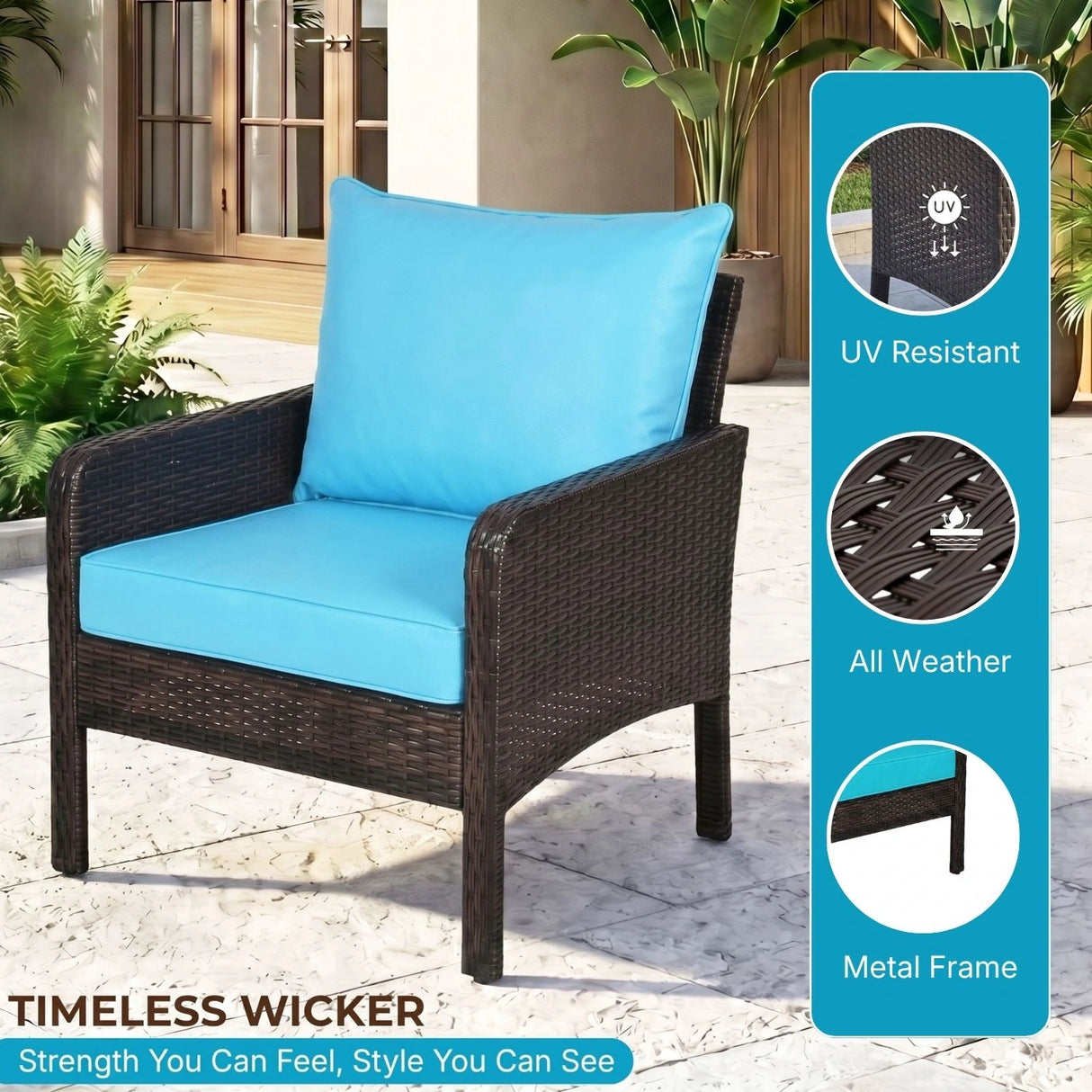 Outdoor Wicker 5-Piece Patio Sofa Set