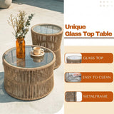 Outdoor Patio Rope Daybed With Center and Side Tables