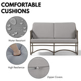 Outdoor Rope Loveseat Sofa Set With Wooden Top Table