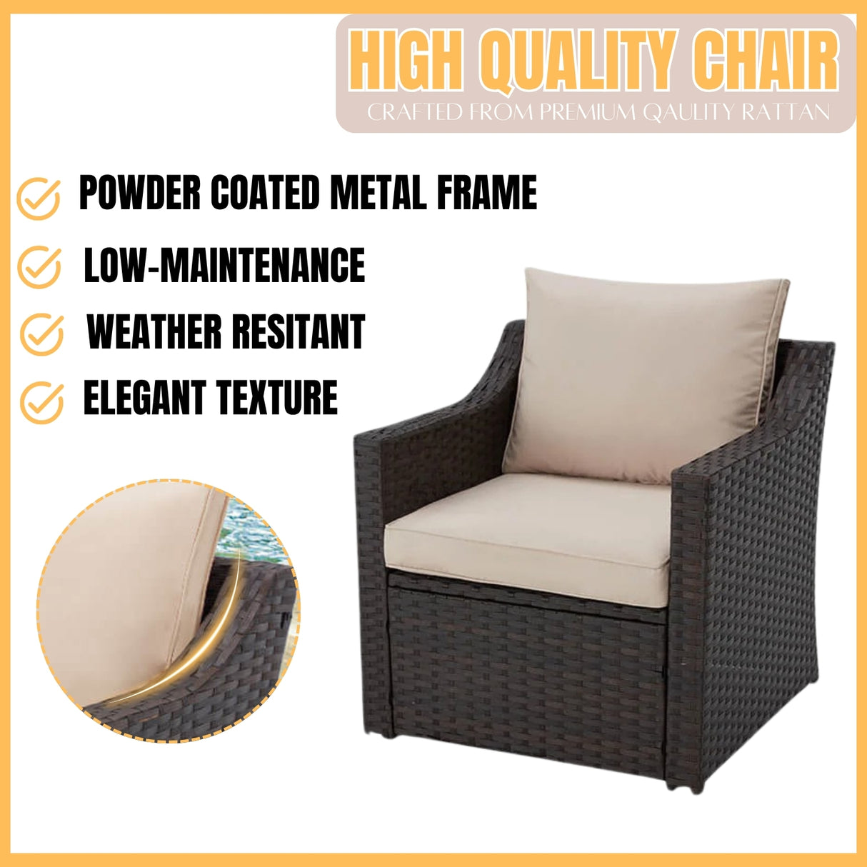 Outdoor Wicker 5-Piece Patio Sofa Set