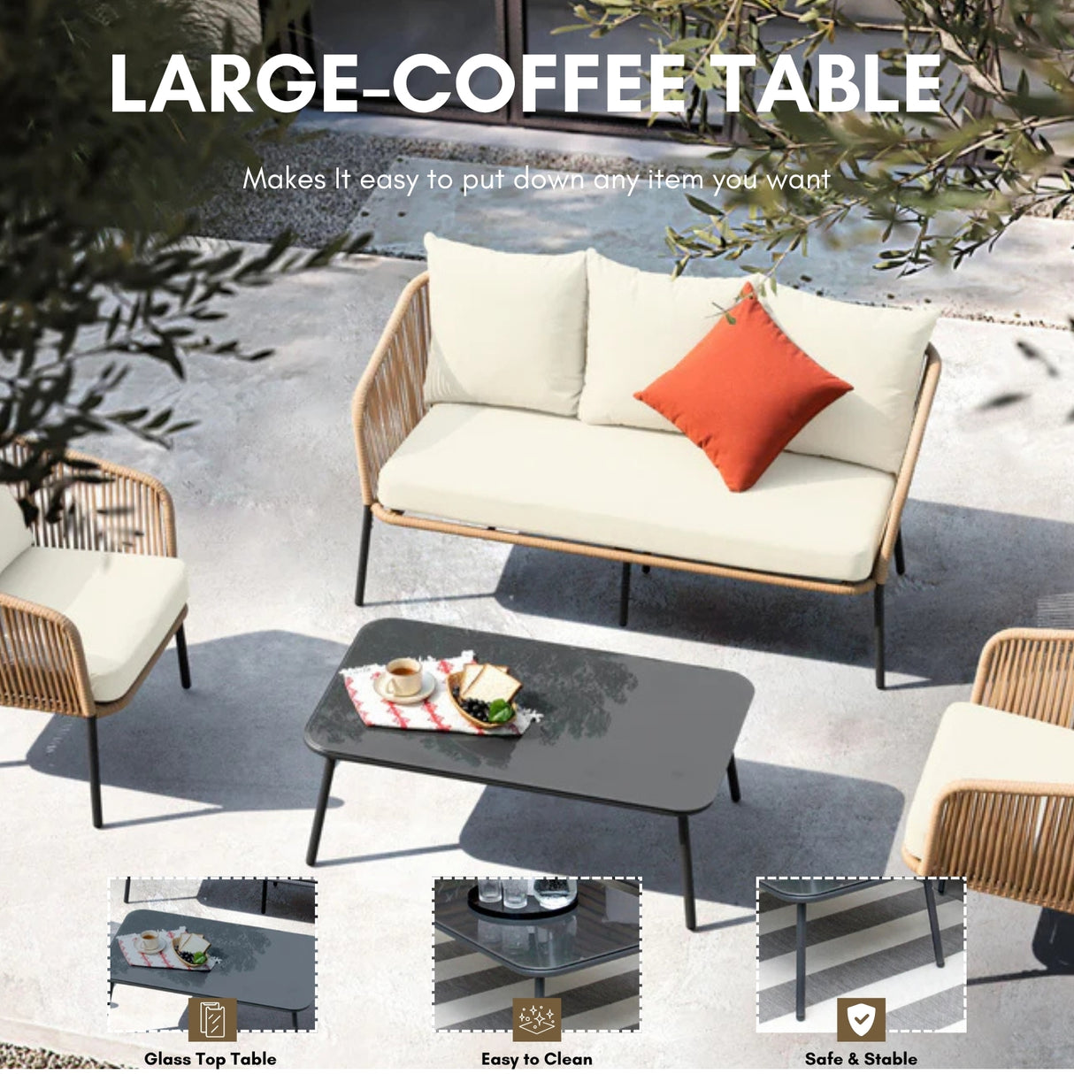 5-Seater Outdoor All-Weather Rope Sofa Set
