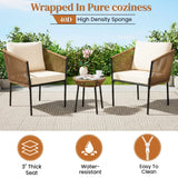 Outdoor Rope Patio Set with Glass Top Table