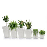 Tall Tapered Set of 6  Outdoor Wicker Planter (White)