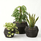 Outdoor 3-Piece Round Rope Planters (Grey)