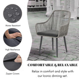 7-Piece Outdoor Patio Dining Set with Rope Chairs & Glass Top Table