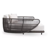 Outdoor Grey Rope Patio Daybed With Off-White Cushion