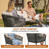 Outdoor 4 Seater Rope Conversation Sofa Set (Grey & Off-White)