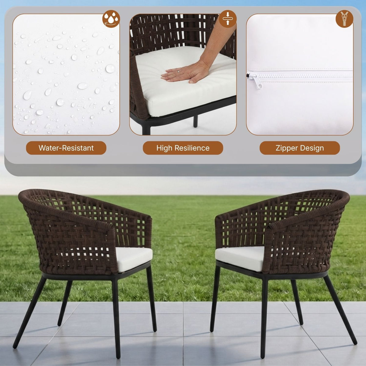 7-Piece Outdoor Patio Dining Set With Wooden Tabletop