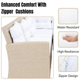 5-Piece Wicker Patio Conversation Set (Beige/White)