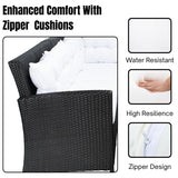5-Piece Wicker Patio Conversation Set (Black/White)
