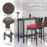All-Weather Rattan Wicker Bar Set with High-Top Outdoor Table & Chairs