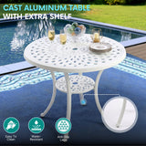 Outdoor 3-Piece Cast Aluminum Bistro Set (White)