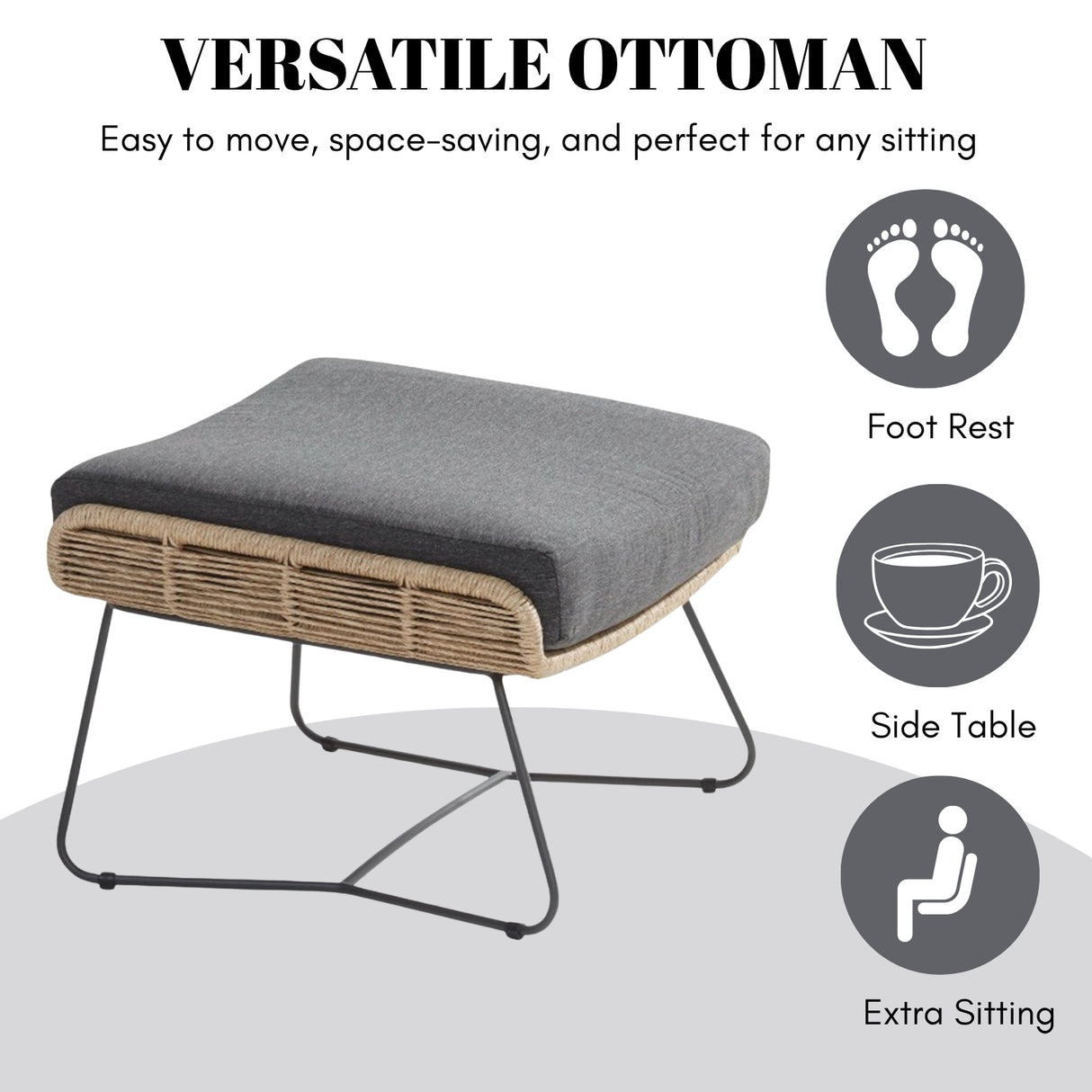 Outdoor All-Weather Rope Footstool