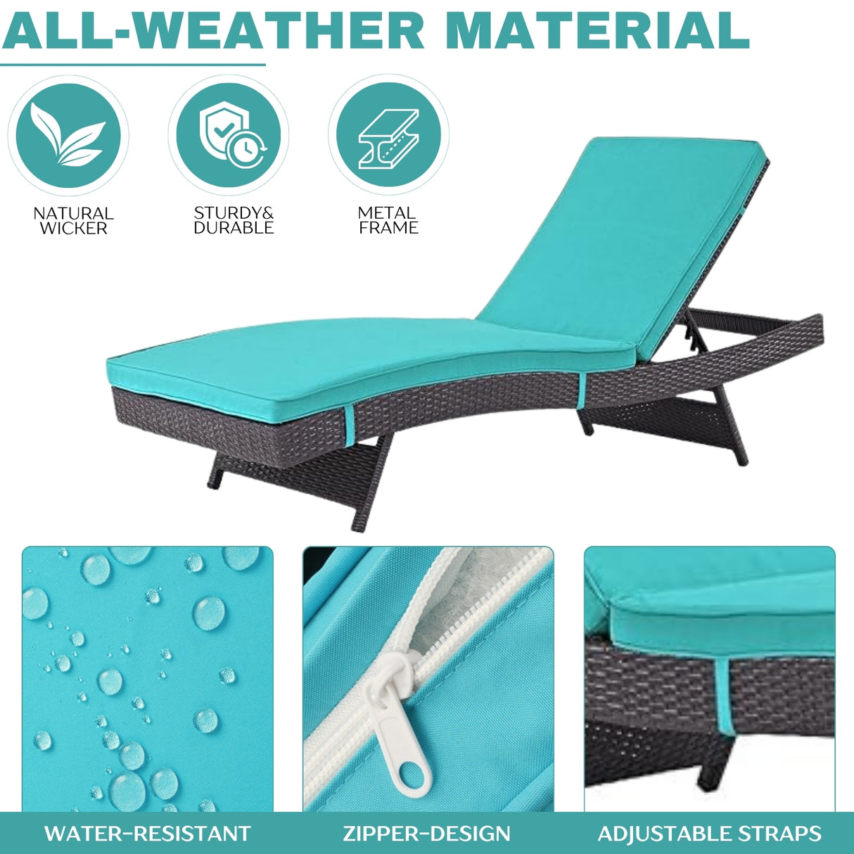Outdoor Rattan Wicker Chaise Lounger For Poolside