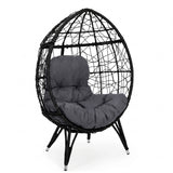 Outdoor Black Rattan Lounge Accent Egg Chair
