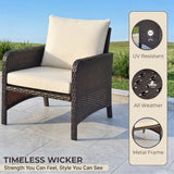 Outdoor 5 Piece Patio Wicker Furniture Set